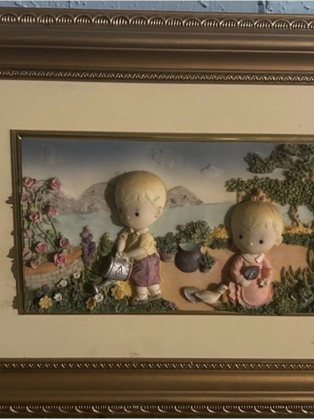 Precious Moments Pastel Garden 3D Framed Plaque - Yellow, Pink & Cream